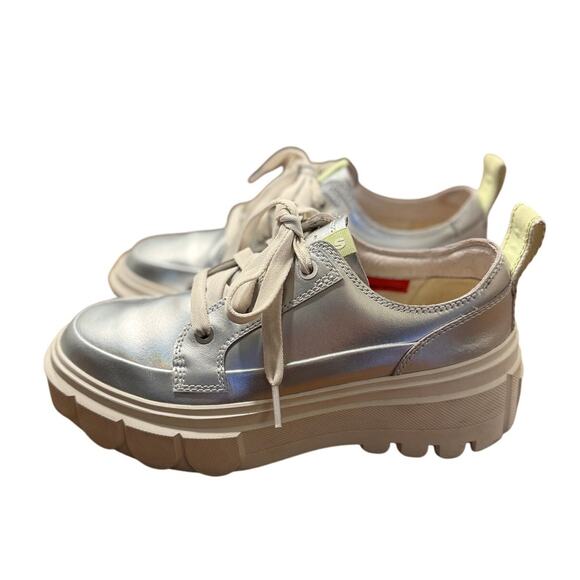 Sorel 7 Caribou X Waterproof Metallic Leather Shoe Platform Sneakers Silver Boot - Picture 4 of 9